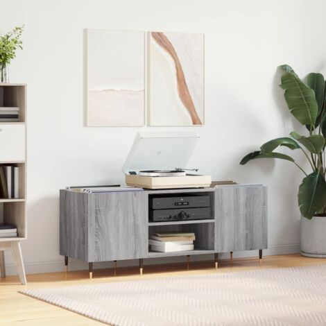 Mueble para discos madera contrachapada gris  121x38x48cm