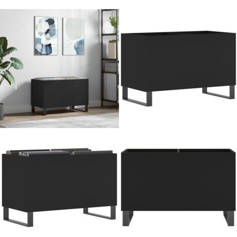 Mueble para discos madera contrachapada negro 74,5x38x48 cm - Almacenamiento de discos - Mueble para tocadiscos
