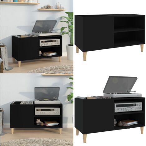 Mueble para discos madera contrachapada negro 84,5x38x48 cm - Armario para vinilos - Almacenamiento de discos