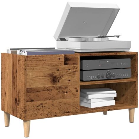 Mueble para discos madera ingeniería envejecida 84,5x38x48 cm