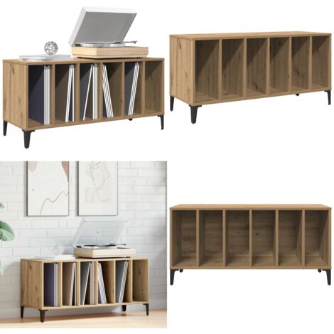 Mueble para discos madera ingeniería roble artisan 100x38x48 cm - Armario para vinilos - Mueble de madera