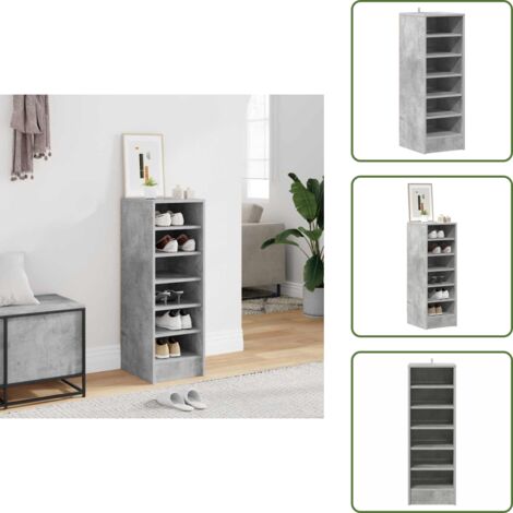 Mueble para dormitorio - vidaXL Mueble zapatero madera contrachapada gris hormigón 31,5x35x90cm - Mueble para recibidor