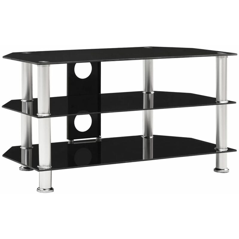 

Mueble para el televisor de vidrio templado negro 75x40x40 cm - Negro