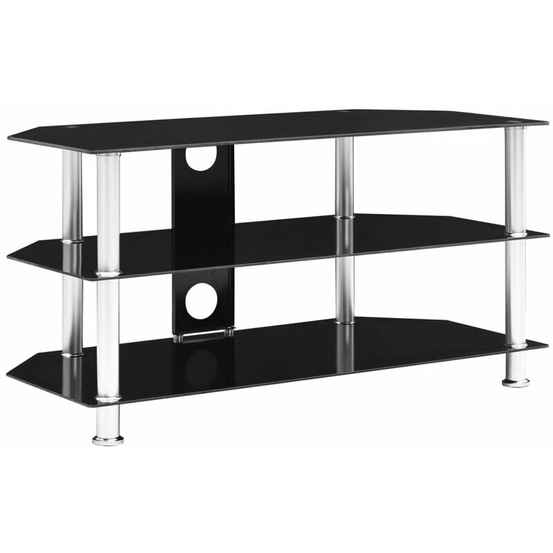 

Mueble para el televisor de vidrio templado negro 96x46x50 cm