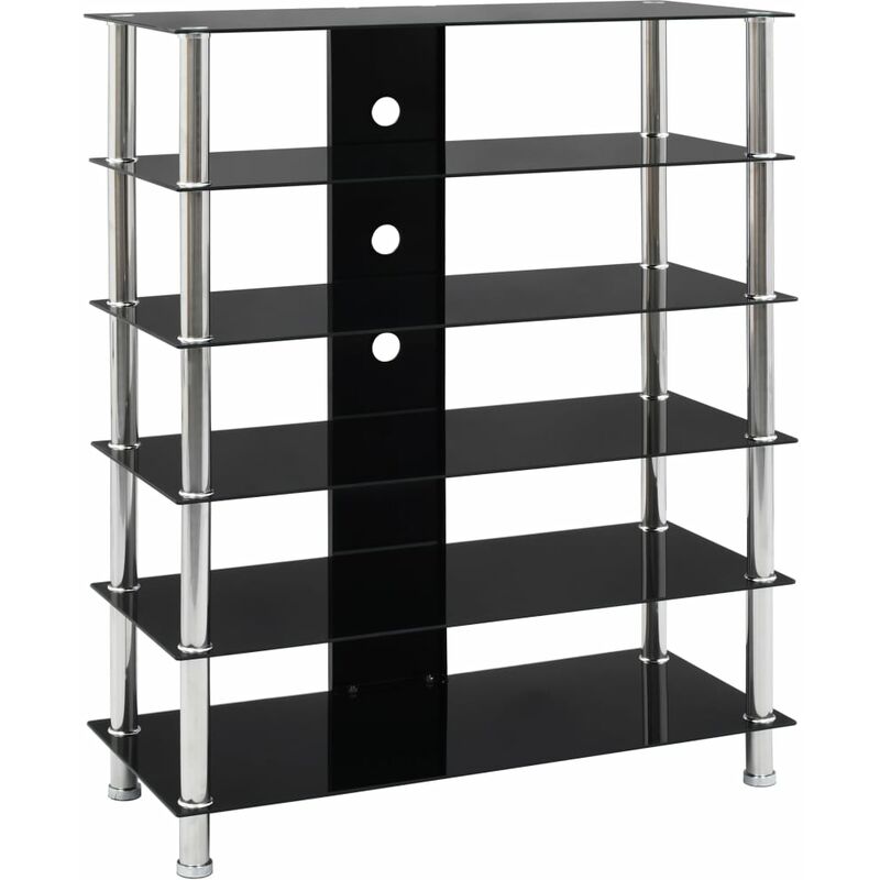 

Mueble para equipo HiFi vidrio templado negro 90x40x113 cm - Negro