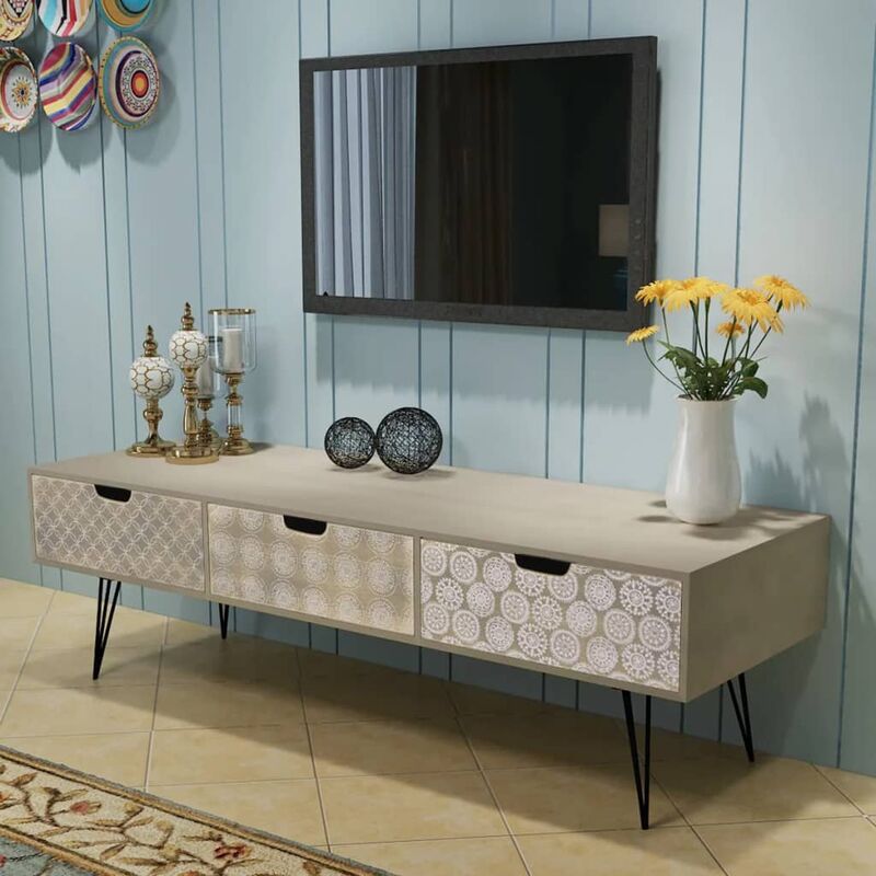 

Mueble para la televisión con 3 cajones 120x40x36 cm gris - Gris