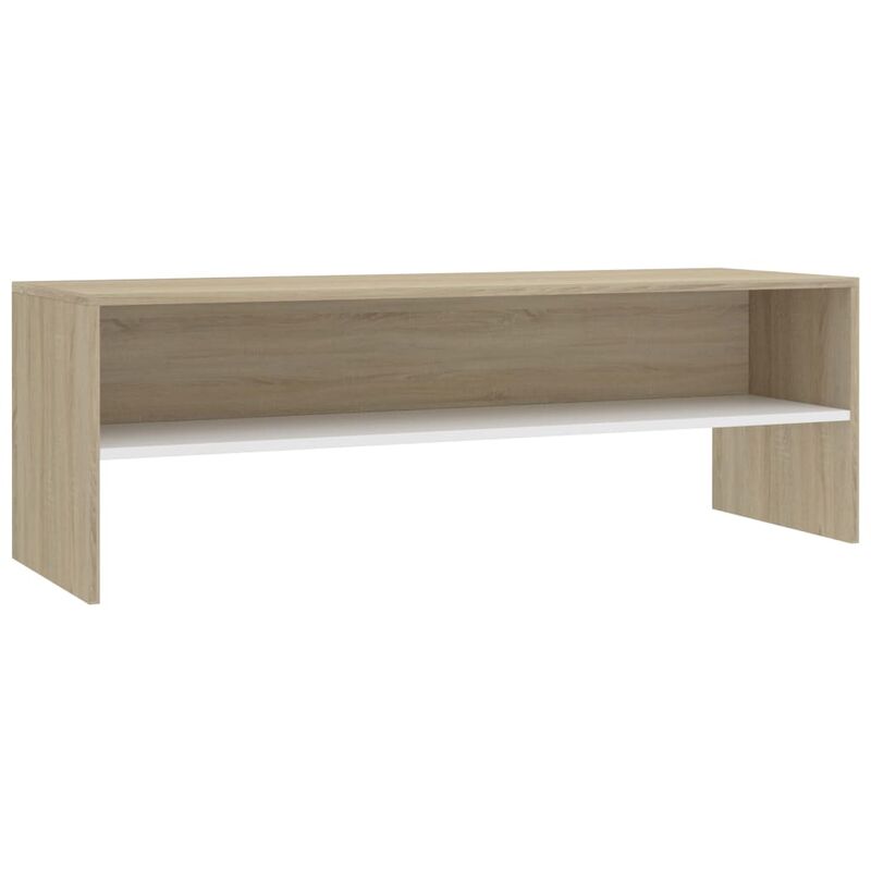 

vidaXL Mueble de TV Aglomerado Blanco y Roble Sonoma 120x40x40 cm - Blanco