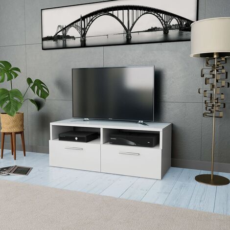 Mueble TV de diseño con acabado blanco brillante 205 cm NEMA - Miliboo