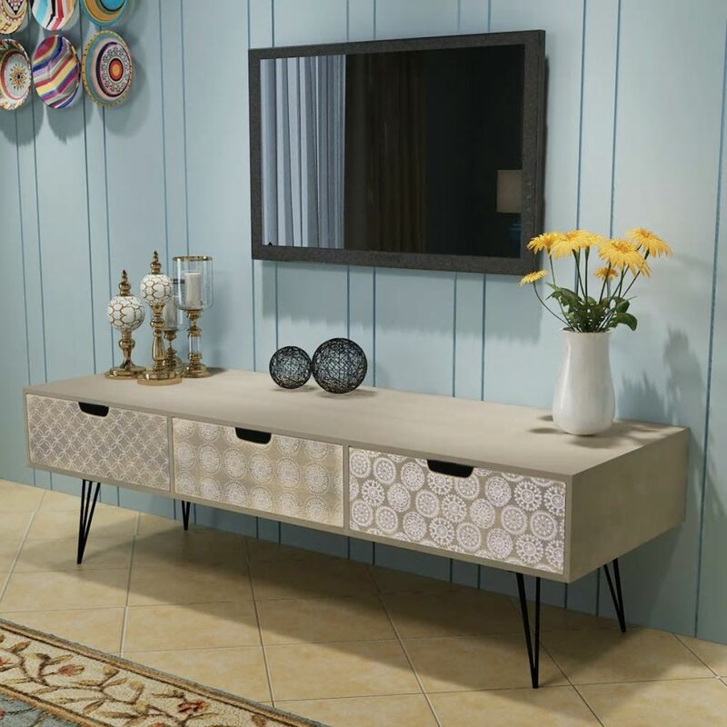 

Mueble para la televisión con 3 cajones 120x40x36 cm gris