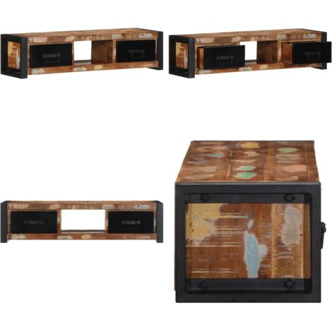 Mueble para la TV 100x30x25 madera maciza reciclada - Madera reciclada - Almacenamiento