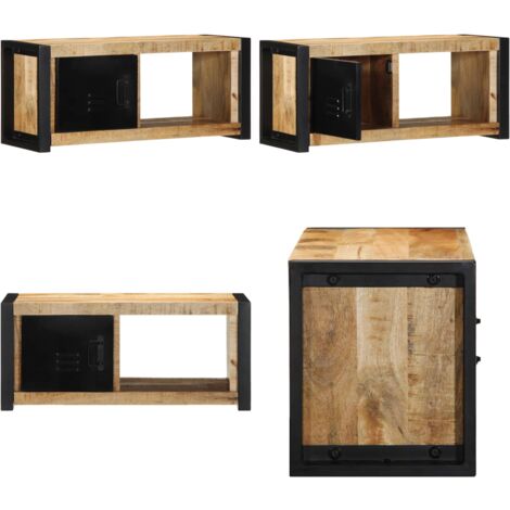 Mueble para la TV 80x30x35 madera maciza mango rugosa - Madera maciza - Almacenamiento para TV