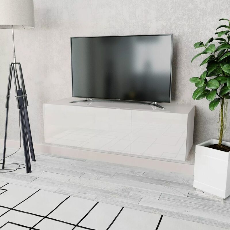 

Mueble para la TV aglomerado blanco con brillo 120x40x34cm