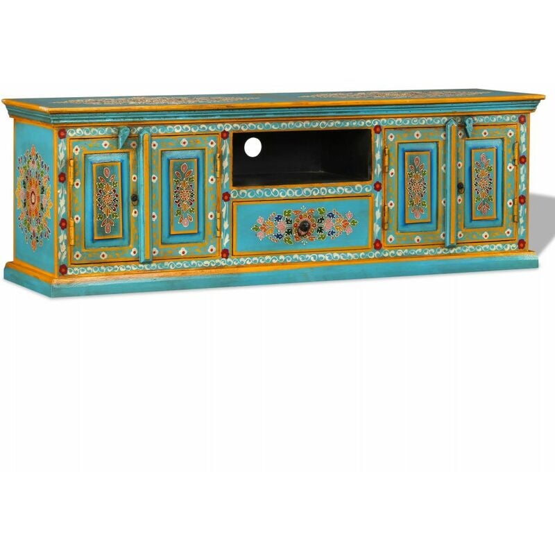 

Mueble para la TV de madera de mango azul maciza pintada a mano