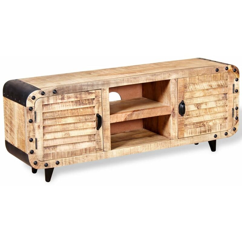 

Mueble para la TV de madera de mango rugosa 120x30x50 cm - Marrón