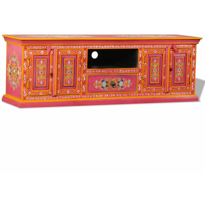 

Mueble para la TV de madera maciza de mango rosa pintada a mano