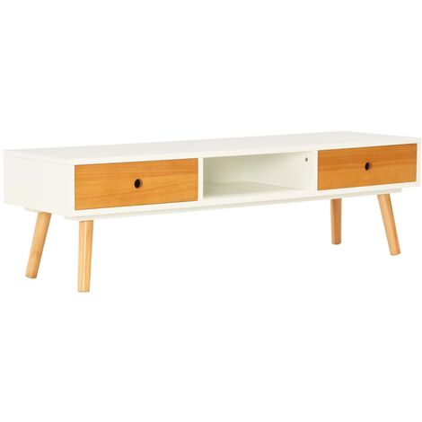 Mueble para la TV de madera maciza de pino blanco 120x35x35 cm