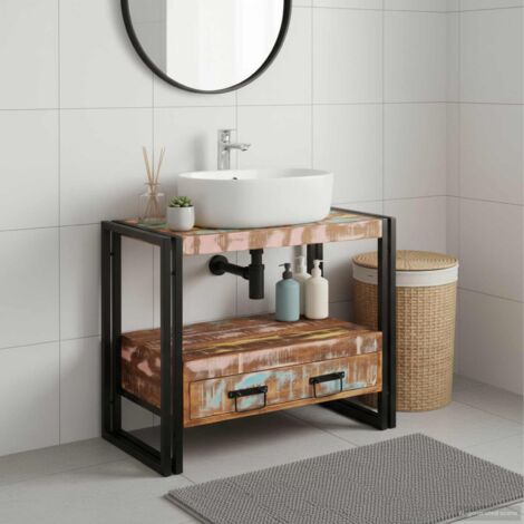 Mueble para lavabo de baño Madera maciza recuperada y hierro