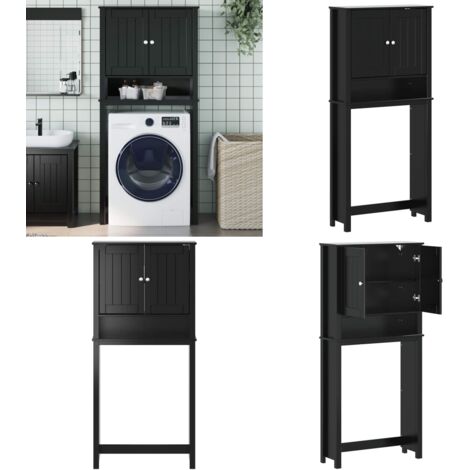 Mueble para lavadora BERG madera maciza negro 76x27x164,5 cm - Armario para lavadora - Muebles de baño