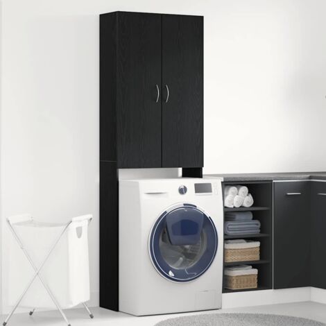 Mueble para lavadora roble negro 64x25,5x190 cm