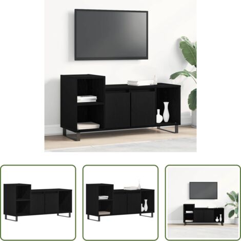 Mueble para sala -  Conjunto de mueble de TV Roble Negro 100 x 35 x 55 cm