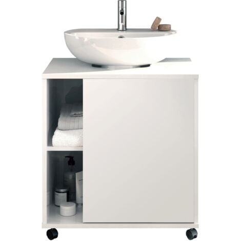 Mueble para tapar pie de lavabo Sintra acabado blanco, 64cm (alto) x 59cm (ancho) x 45cm (fondo).