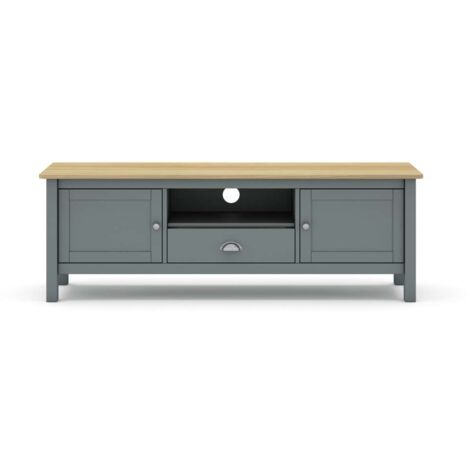 Mueble para televisión 2 puertas 1 cajón Miguel acabado verde kaki/roble, 53cm(alto) 158cm(ancho) 40cm(largo)