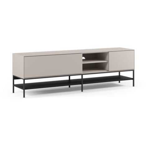 Mueble para televisión 2 puertas 2 huecos mod-Nina acabado crema/negro, 180cm(ancho) 55cm(alto) 35cm(largo)