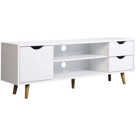 Mueble para televisión Md-Fiano 2 cajones 1puerta acabado blanco, 120cm(ancho) 41cm(altura) 28cm(fondo).