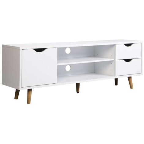 Mueble para televisión Md-Fiano 2 cajones 1puerta acabado blanco, 140cm(ancho) 41cm(altura) 28cm(fondo).