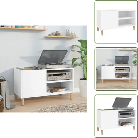 Mueble para tocadiscos - vidaXL Mueble para discos madera contrachapada blanco 84,5x38x48 cm - Mueble de madera