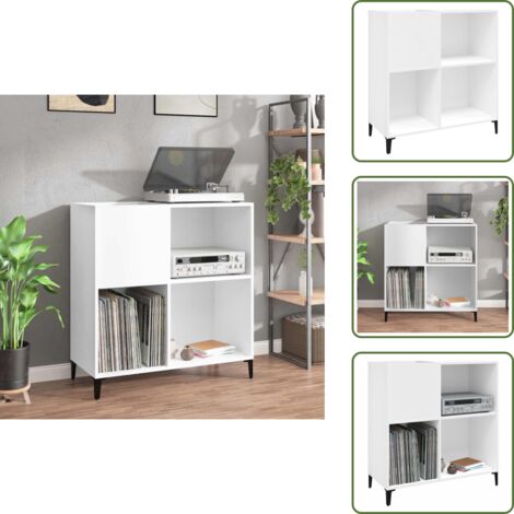 Mueble para tocadiscos - vidaXL Mueble para discos madera contrachapada blanco 84,5x38x89 cm - Vitrina para música