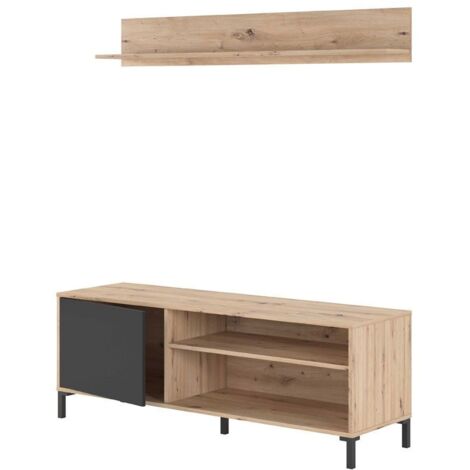 Mueble para TV 135x40x49 cm roble y gris antracita con 1 estante – Roma