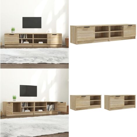 Mueble para TV 2 pzas madera contrachapada roble 80x35x36,5 cm - Mueble de TV - Mueble de madera contrachapada