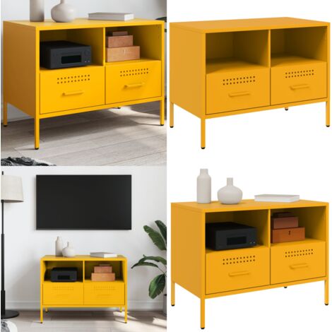 Mueble para TV acero amarillo mostaza 68x39x50,5 cm - Mueble para tv - Mueble industrial