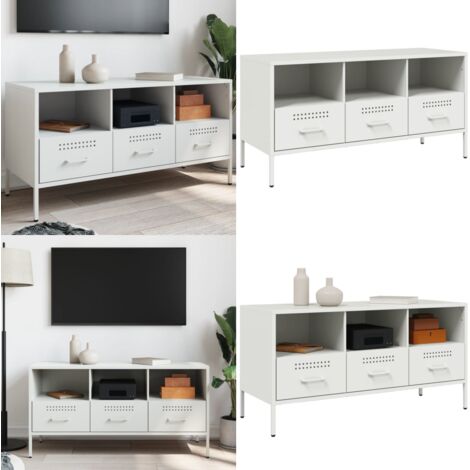 Mueble para TV acero blanco 100,5x39x50,5 cm - Mueble de TV - Mueble industrial