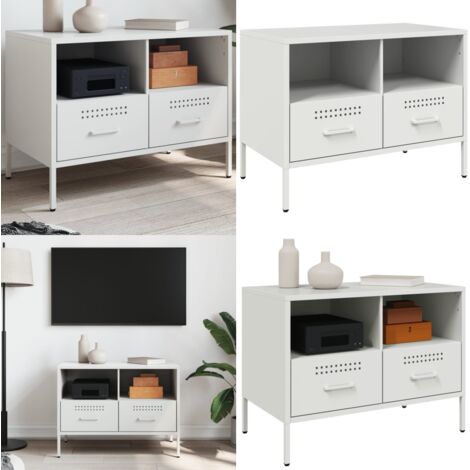 Mueble para TV acero blanco 68x39x50,5 cm - Mueble de TV - Mueble industrial