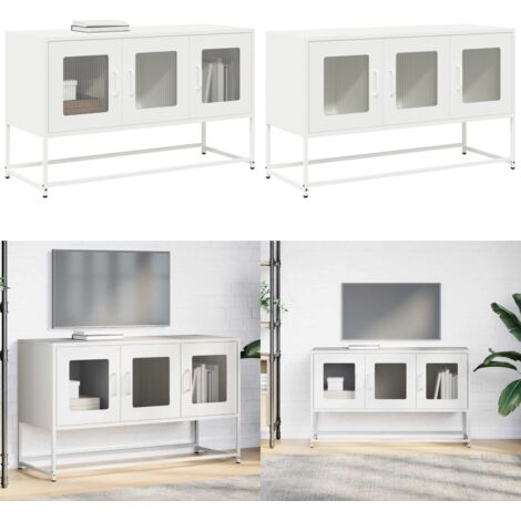 Mueble para TV acero laminado en frío blanco 100,5x39x60,5 cm - Almacenamiento - Acero laminado