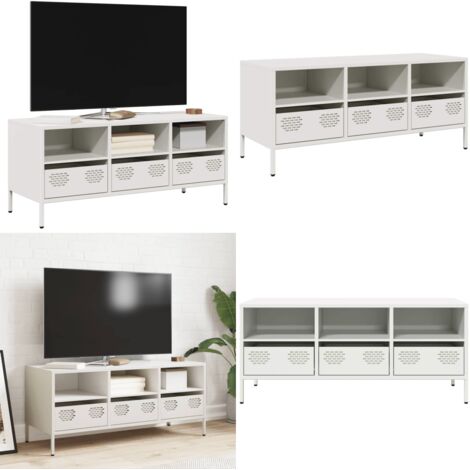 Mueble para TV acero laminado en frío blanco 101,5x39x43,5 cm - Acero laminado en frío - Mueble industrial