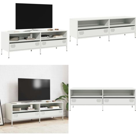 Mueble para TV acero laminado en frío blanco 135x39x43,5 cm - Acero laminado en frío - Mueble industrial