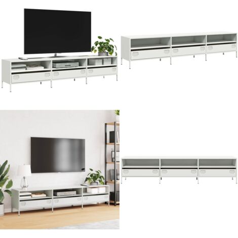 Mueble para TV acero laminado en frío blanco 202x39x43,5 cm - Acero laminado en frío - Mueble industrial