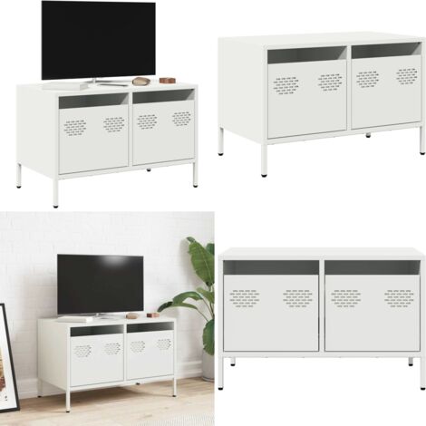 Mueble para TV acero laminado en frío blanco 68x39x43,5 cm - Mueble industrial - Acero laminado en frío