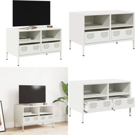 Mueble para TV acero laminado en frío blanco 68x39x43,5 cm - Mueble industrial - Armario de TV