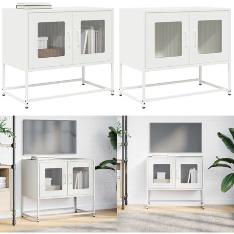 Mueble para TV acero laminado en frío blanco 68x39x60,5 cm - Almacenamiento - Acero laminado