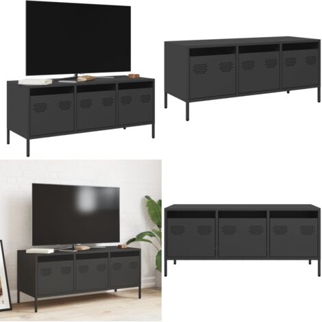 Mueble para TV acero laminado en frío negro 101,5x39x43,5 cm - Acero laminado en frío - Mueble industrial