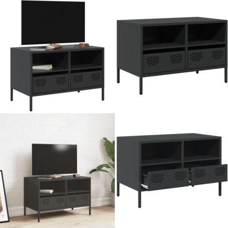 Mueble para TV acero laminado en frío negro 68x39x43,5 cm - Mueble industrial - Armario de TV