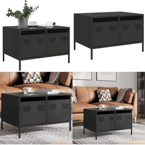Mueble para TV acero laminado en frío negro 68x50x43,5 cm - Mueble industrial - Armario de TV