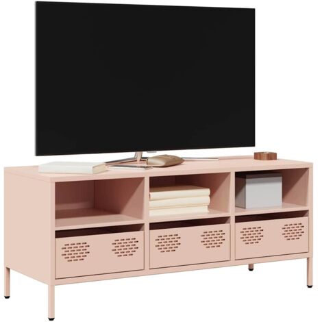 Mueble para TV acero laminado en frío rosa 101,5x39x43,5 cm
