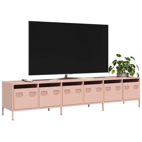 Mueble para TV acero laminado en frío rosa 202x39x43,5 cm