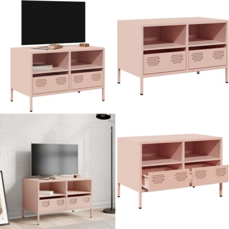 Mueble para TV acero laminado en frío rosa 68x39x43,5 cm - Acero laminado en frío - Mueble industrial