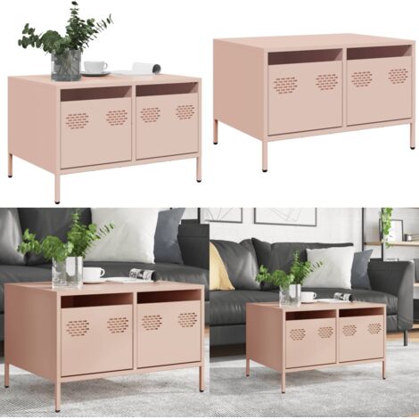 Mueble para TV acero laminado en frío rosa 68x50x43,5 cm - Acero laminado en frío - Armario de TV